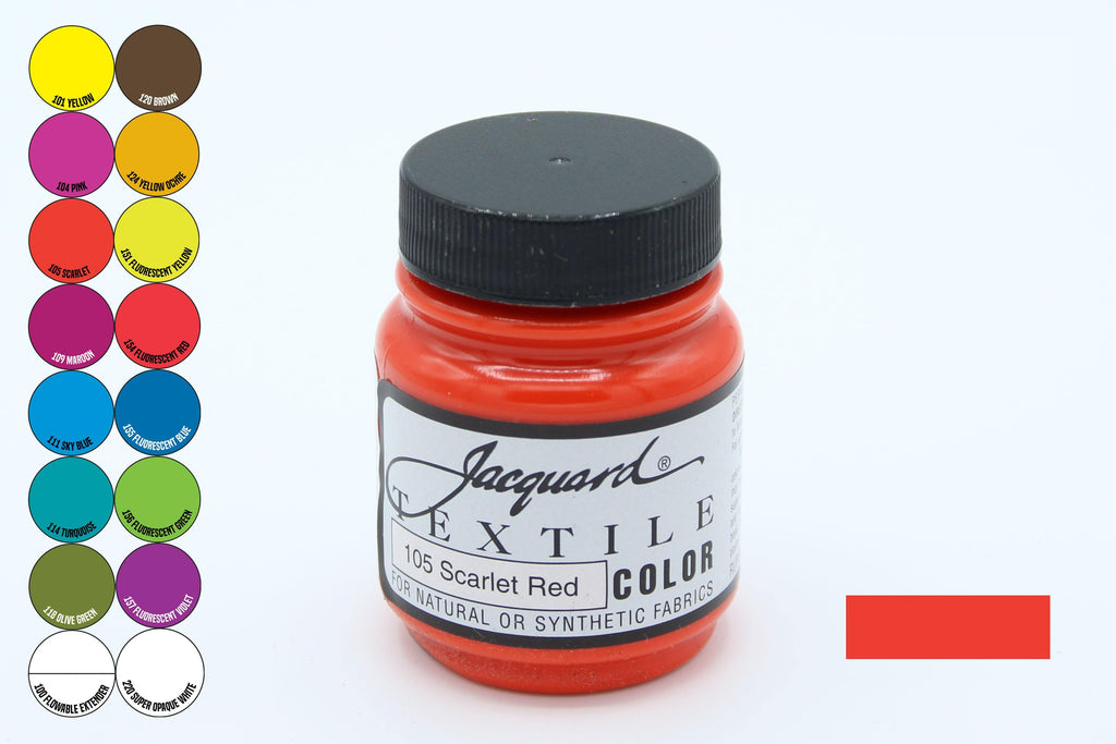 Jacquard Textile Colour Fabric Paints - Intense colour, water-based, easily cured and colourfast, good for lighter fabrics - SWFX Shop