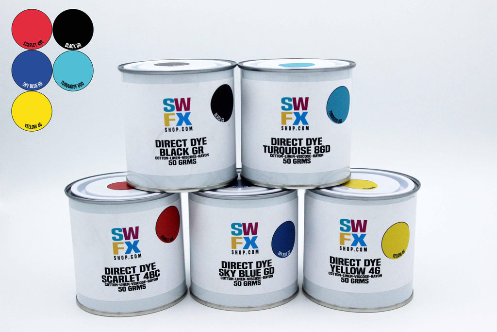 SWFX Direct Dye Basic Set - Intermixable colours. Will dye cotton, linen and viscose - SWFX Shop
